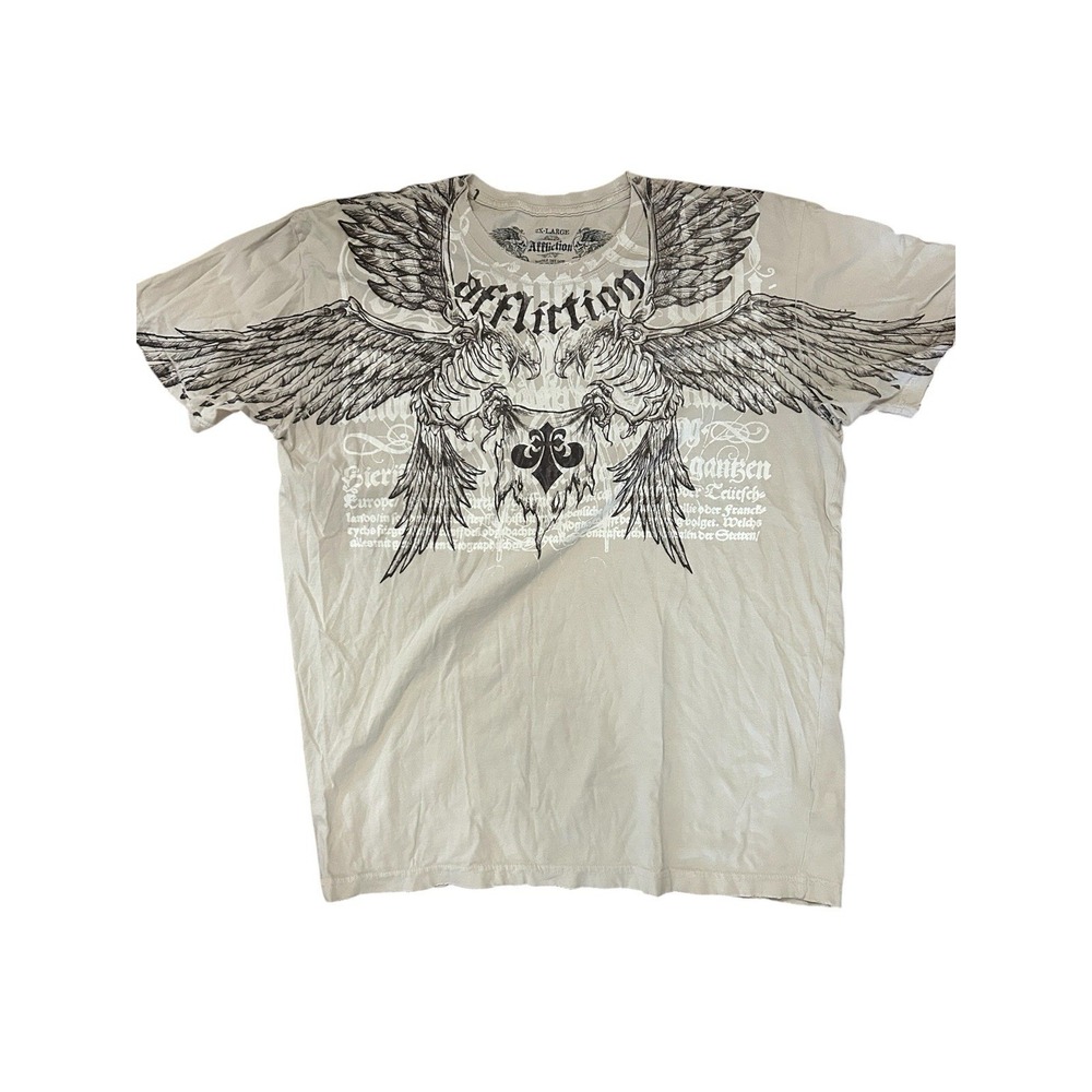 Affliction Vintage Y2K "Live Fast" Eagle Wing Graphic T-shirt Mens SZ 2XL